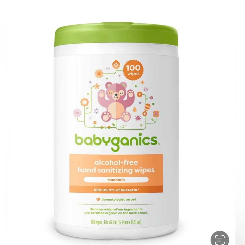 Babyganics Alcohol-Free Hand Sanitizing Wipes - Get 4 tubs with 100 wipes each.